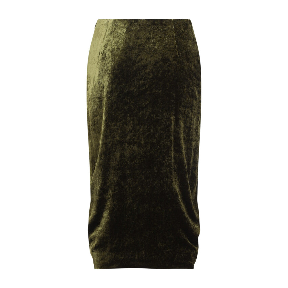 Green Solid Midi Skirt 2
