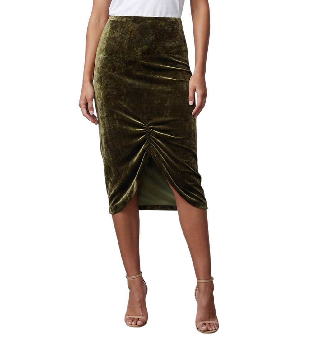 Green Solid Midi Skirt 3
