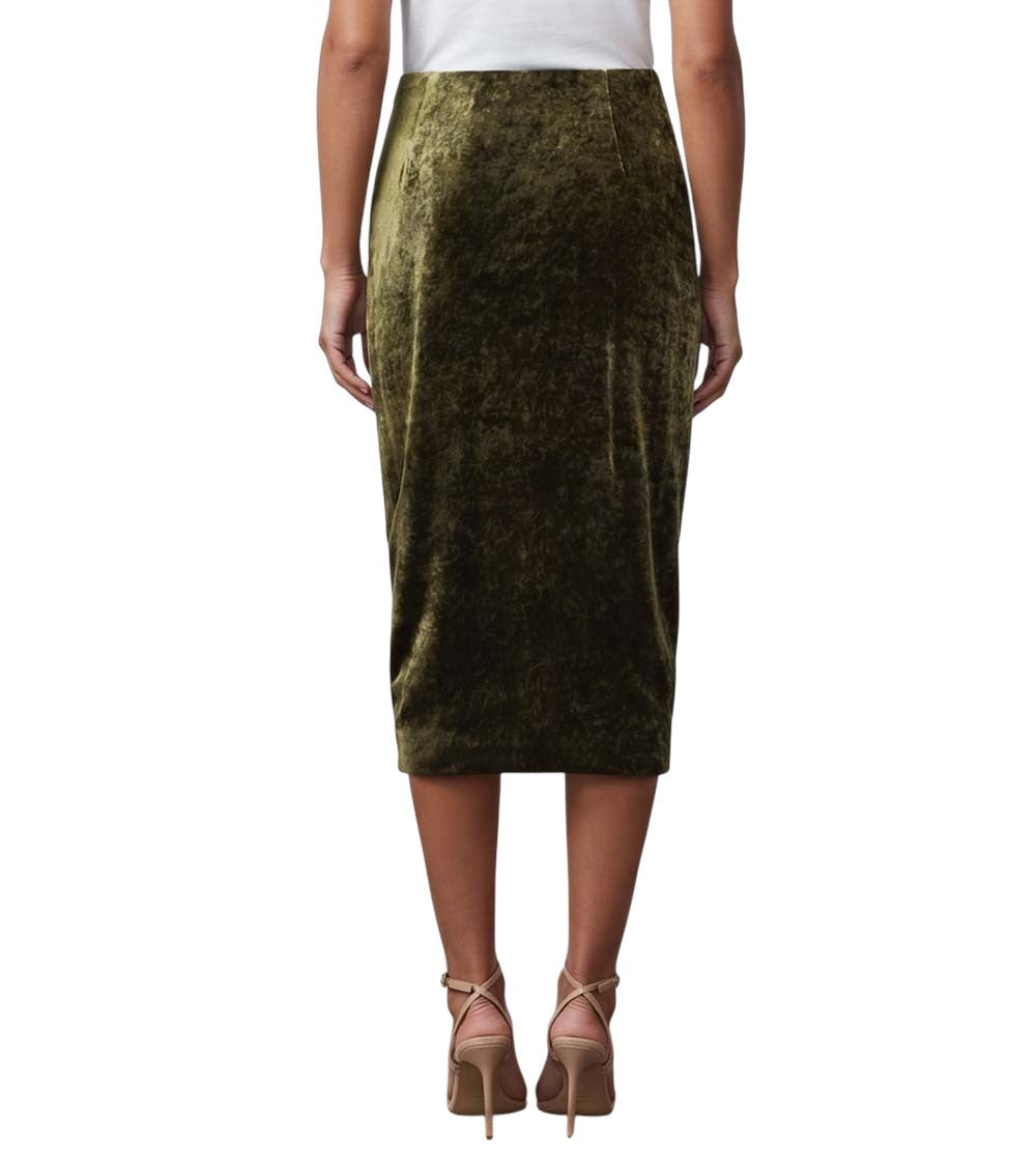 Green Solid Midi Skirt 4