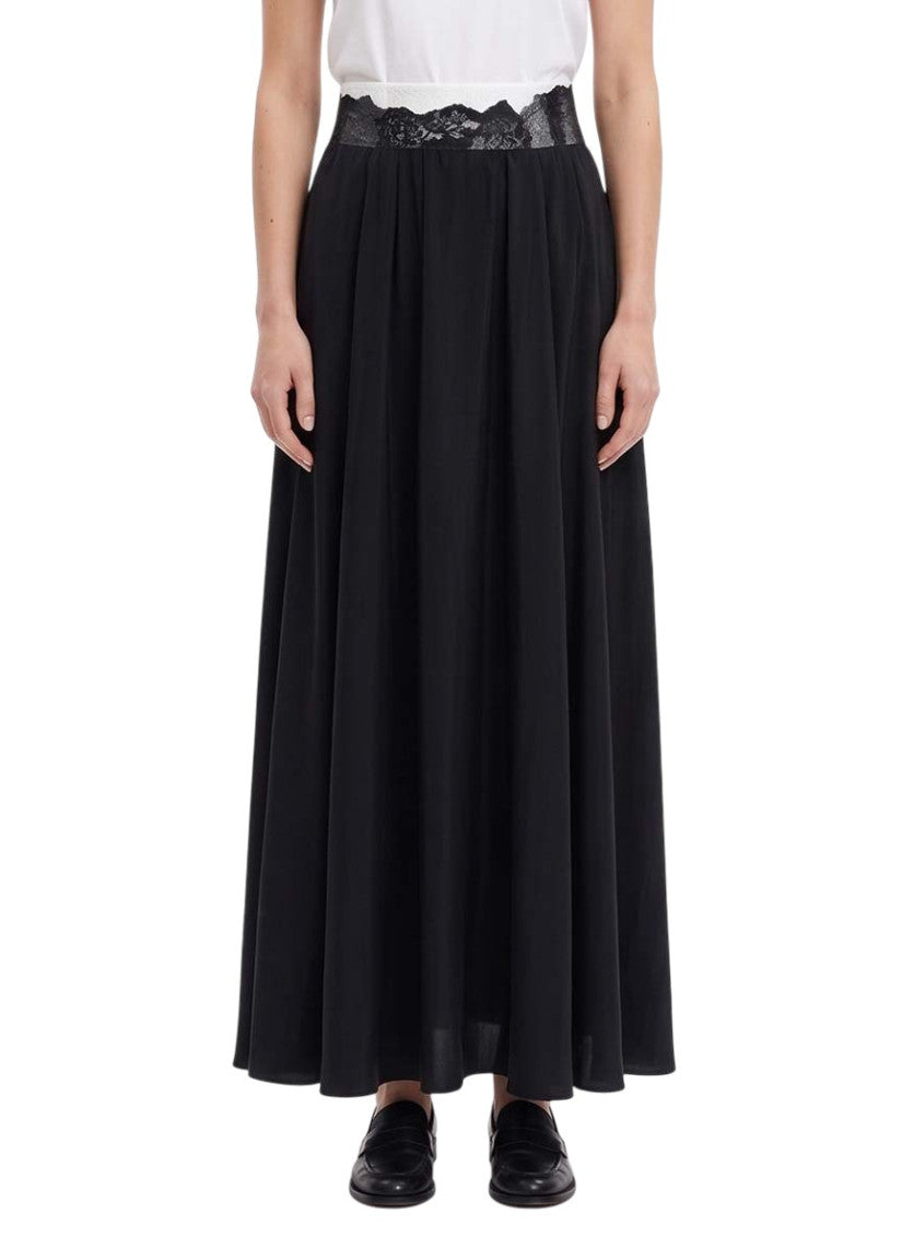 Black Solid Maxi Skirt 3