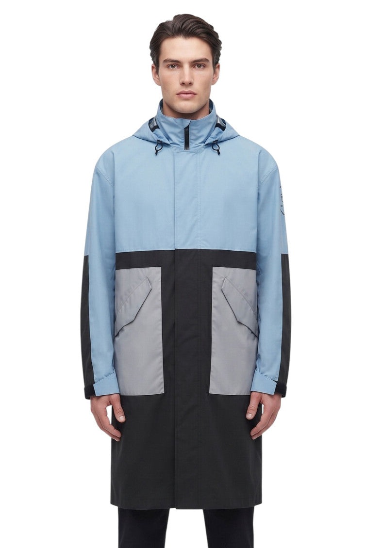 Light Blue Color Block Coat 1