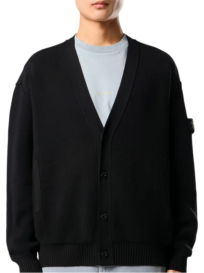 Black Loose V Neck Cardigan 2