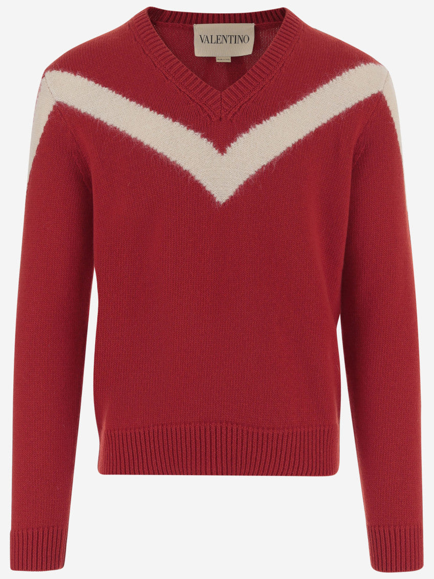 Red V-neck Sweater 1