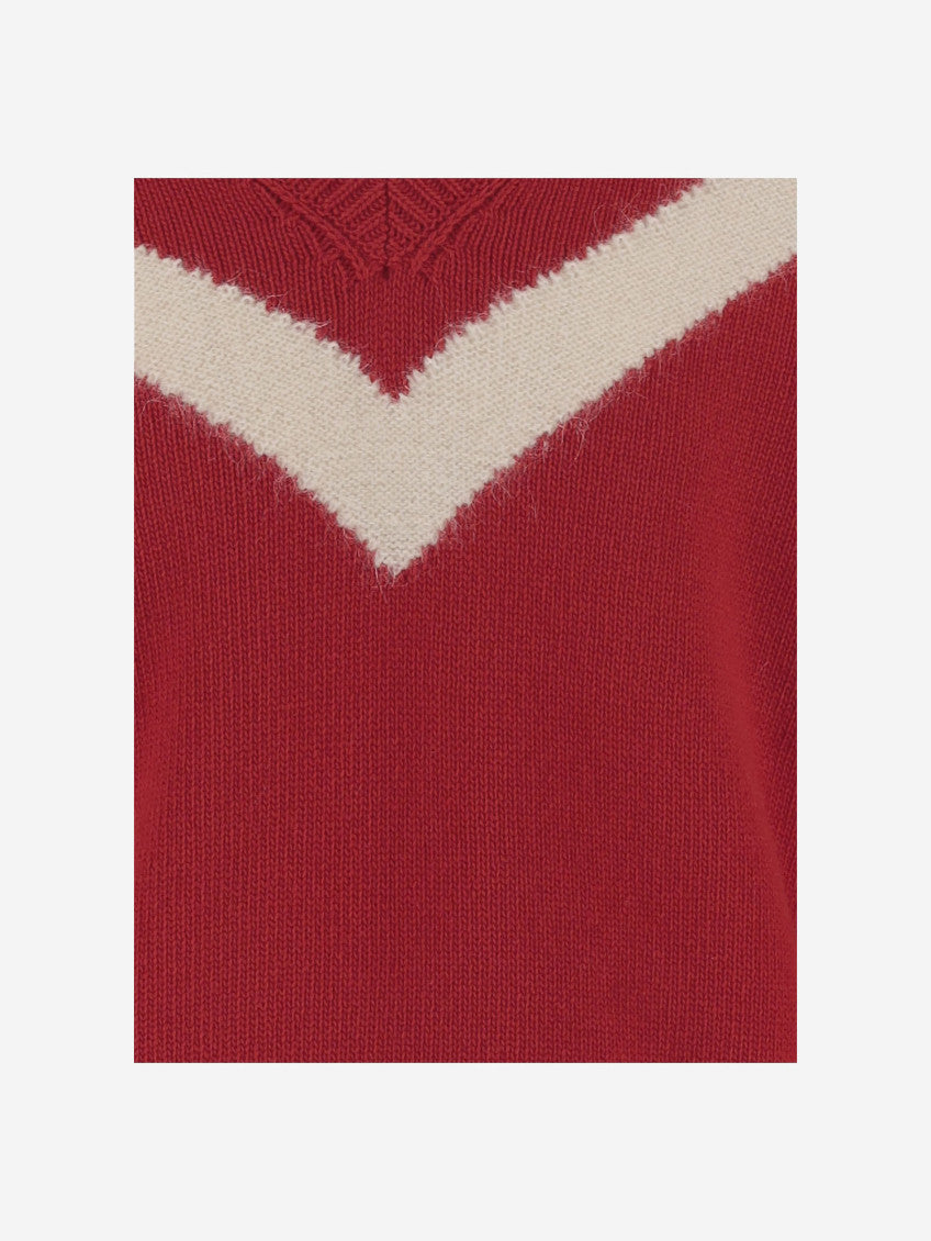 Red V-neck Sweater 3