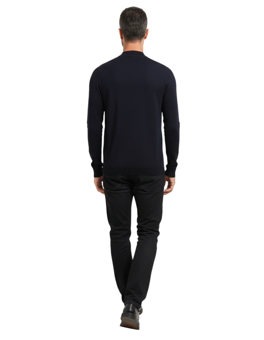 Dark Blue Crew Neck Sweater 2