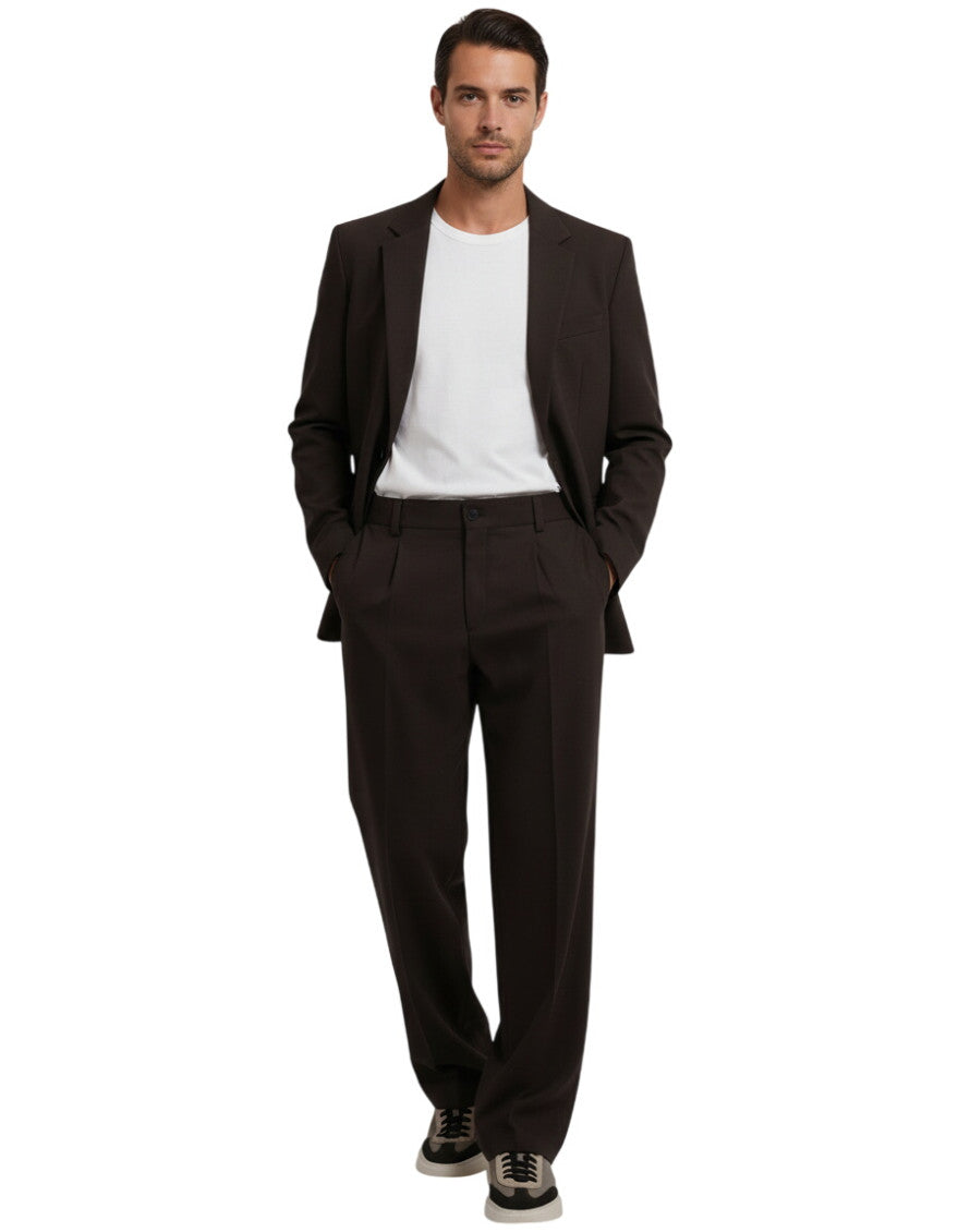 Dark Brown Pleated Trousers 1