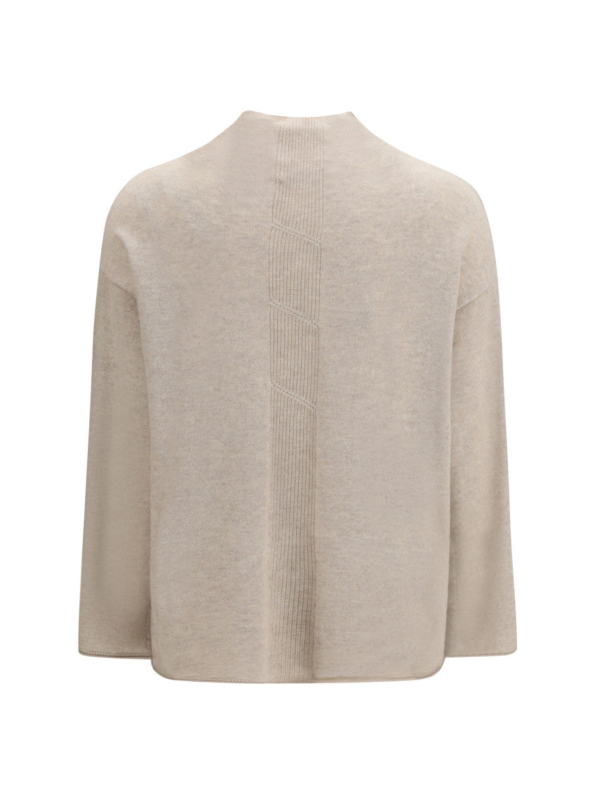 Beige Textured Mock Collar Sweater 2