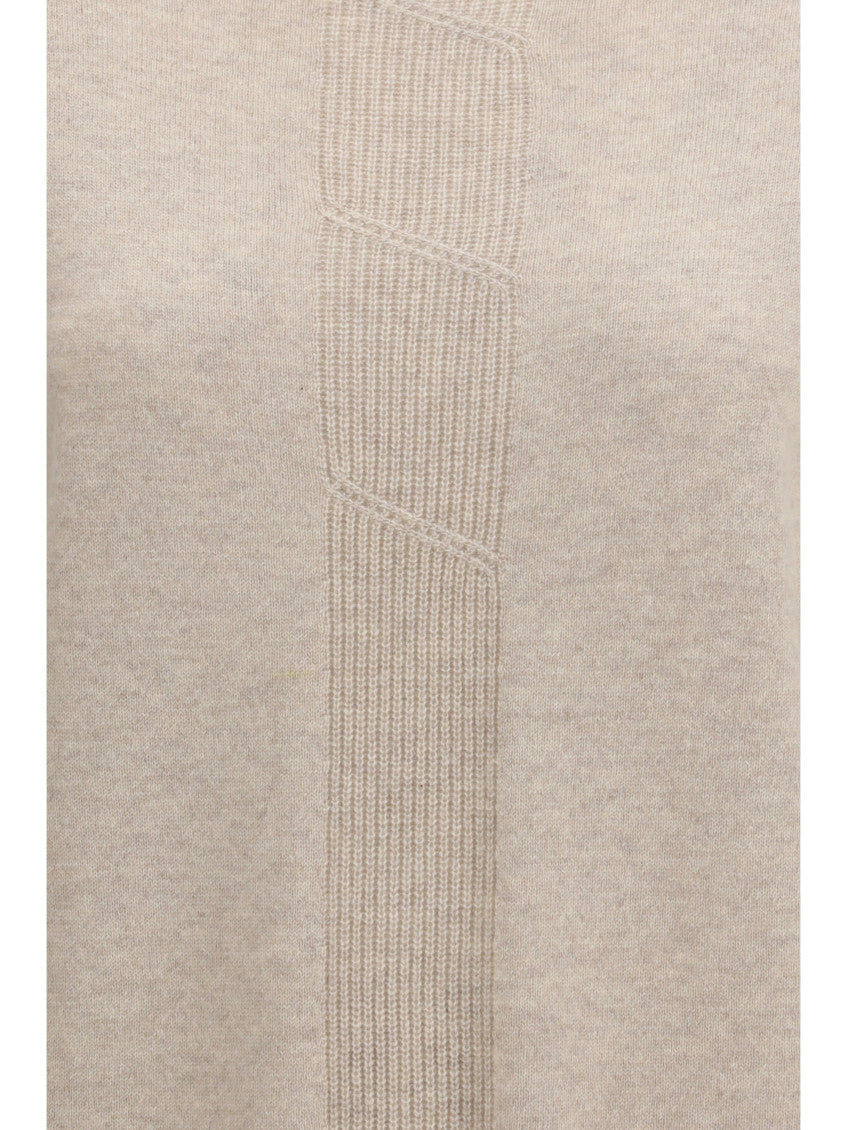Beige Textured Mock Collar Sweater 3