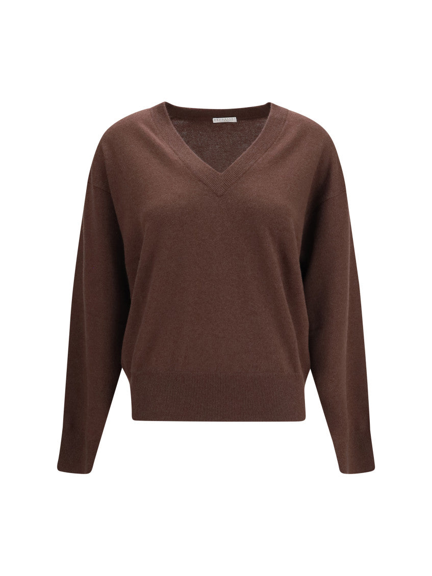 Brown V Neck Sweater 1