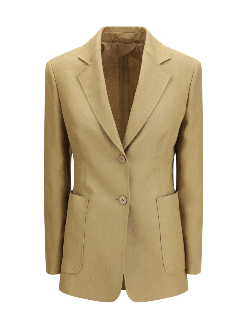 Beige Notched Lapel Blazer 1