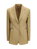 Beige Notched Lapel Blazer 1