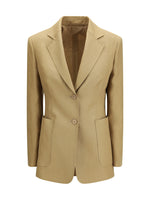 Beige Notched Lapel Blazer 1