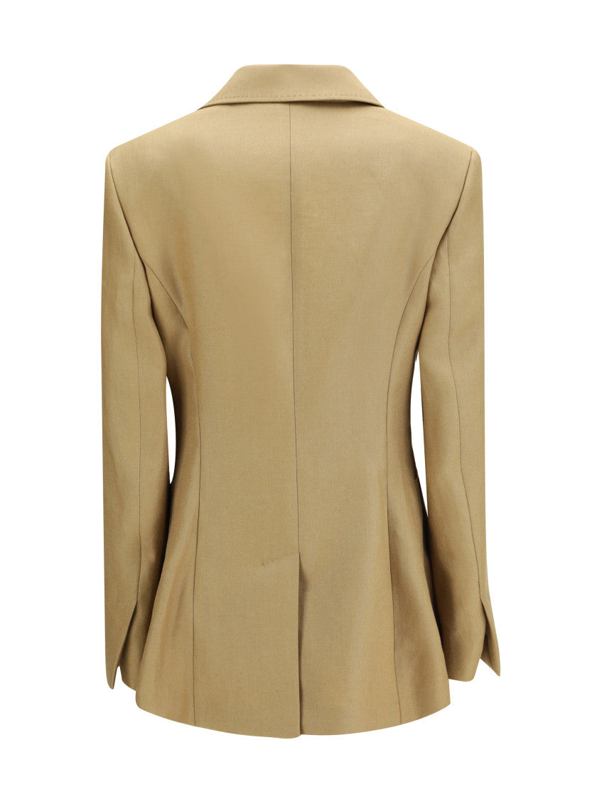 Beige Notched Lapel Blazer 2