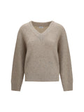 Beige Knitted V Neck Sweater 1