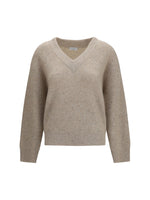 Beige Knitted V Neck Sweater 1