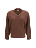 Brown Knitted V Neck Sweater 1