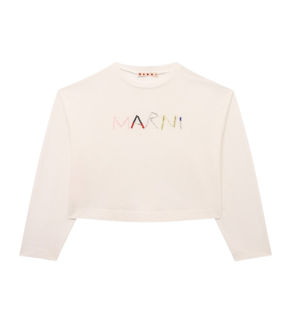 Girls White Crewneck T-Shirt 1