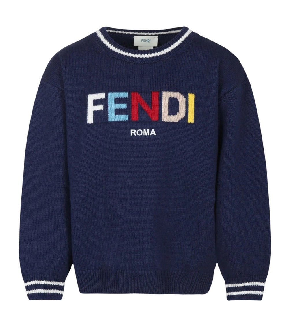Girls Navy Logo Sweater 1
