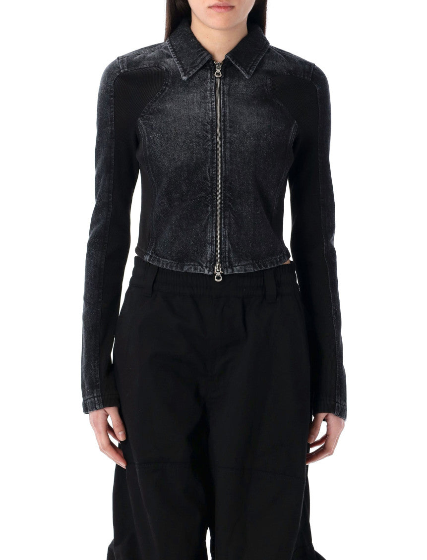 Black Textured Shirt Collar Jacket 1