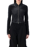 Black Textured Shirt Collar Jacket 1