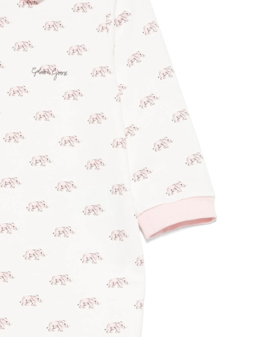 3-piece White Printed Rompers/Hat Set (Baby Girl) 2