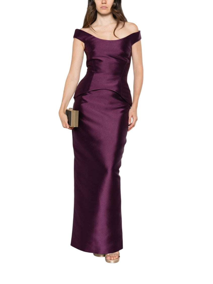 Dark Purple Off Shoulder Maxi Dress 1