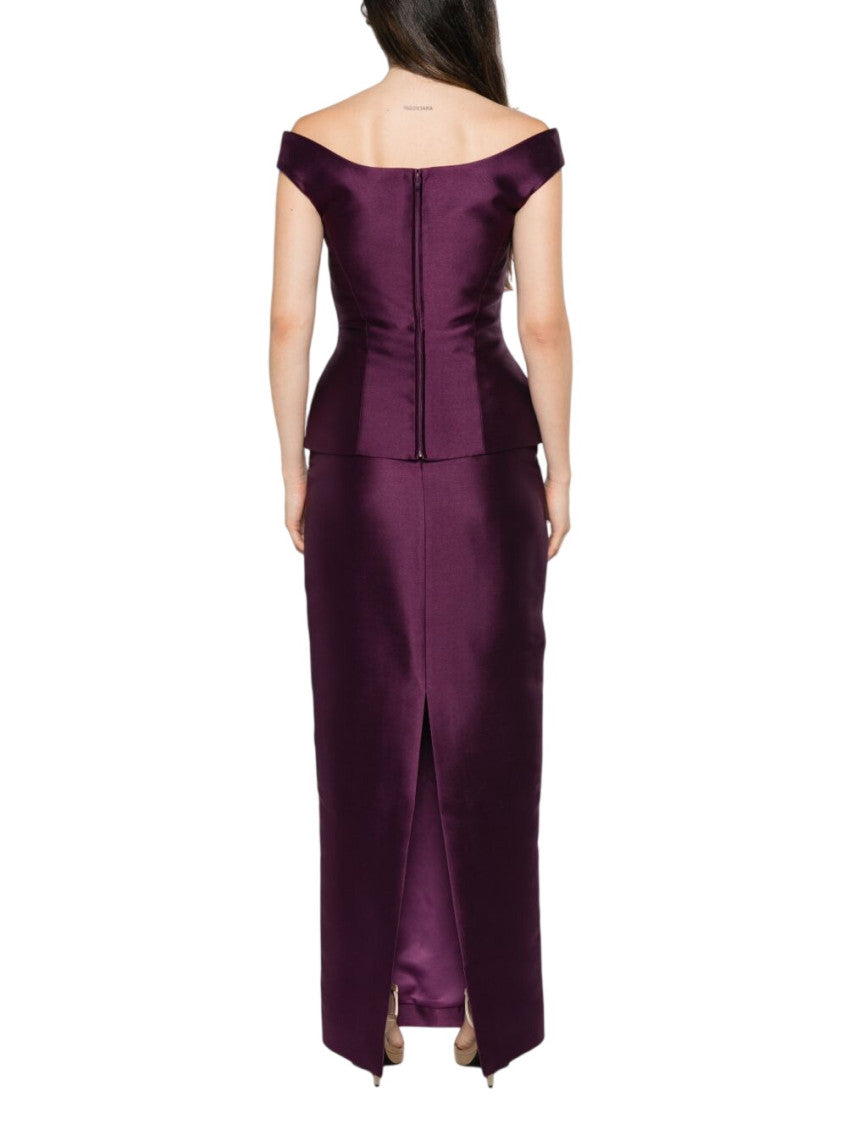 Dark Purple Off Shoulder Maxi Dress 2