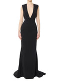 Black V Neck Maxi Dress 1