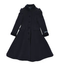 Girls Navy Velvet-trim Trench Coat 1
