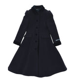 Girls Navy Velvet-trim Trench Coat 1