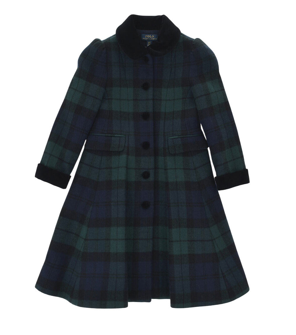 Girls Green Plaid Trench Coat 1