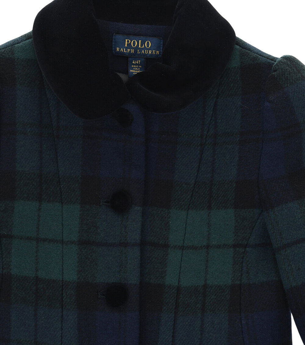 Girls Green Plaid Trench Coat 2