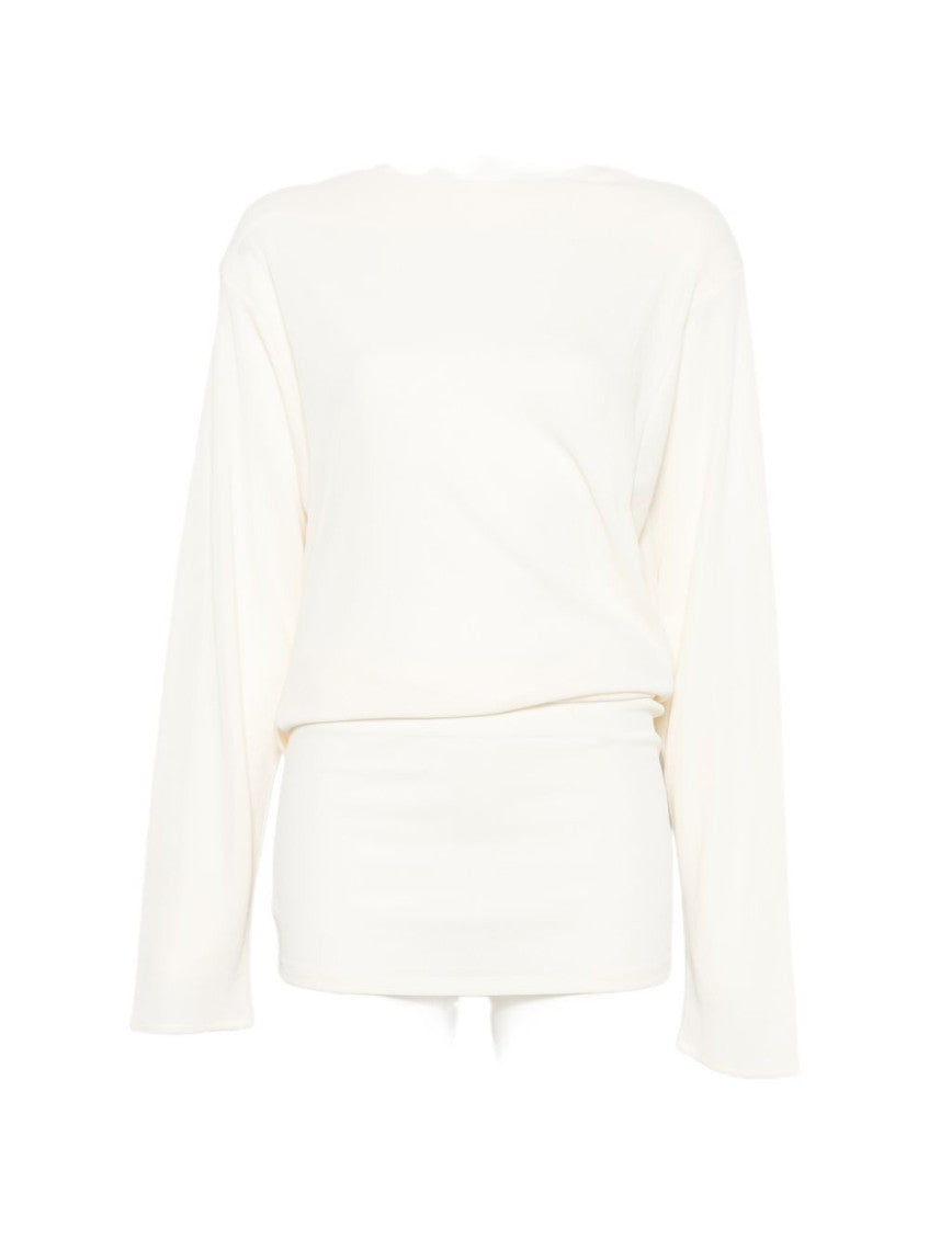 White Boat Neck Mini Dress 1