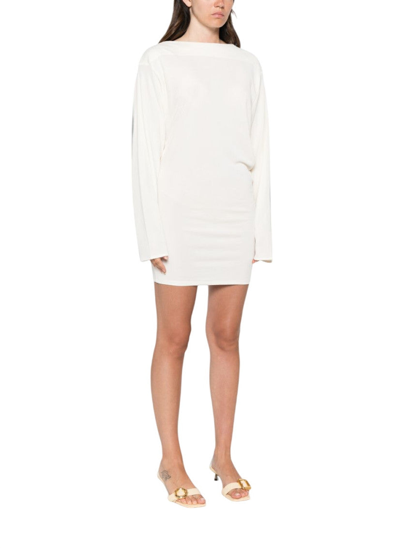 White Boat Neck Mini Dress 2