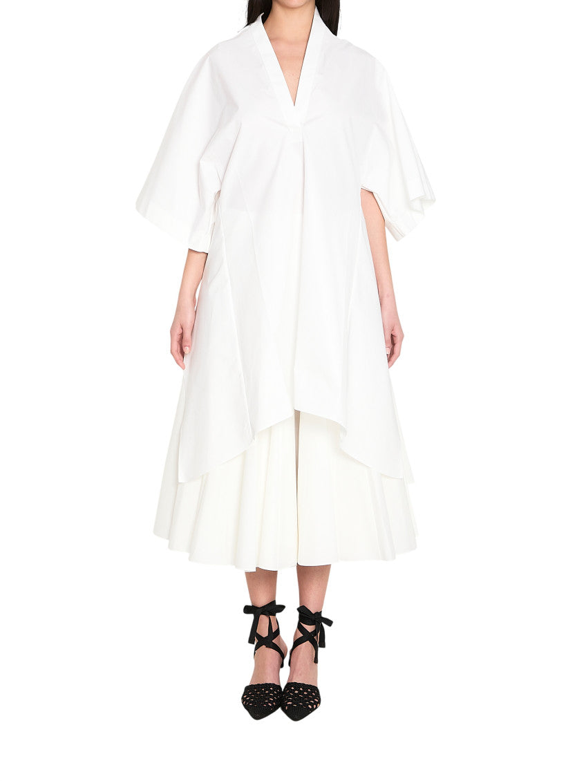 White V Neck Midi Dress 1