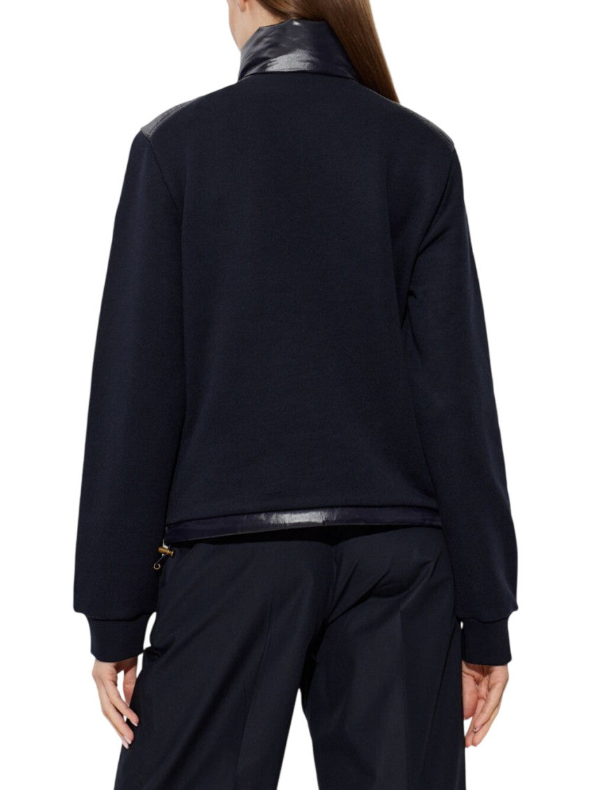 Blue Quilted Mock Collar Sweater 3