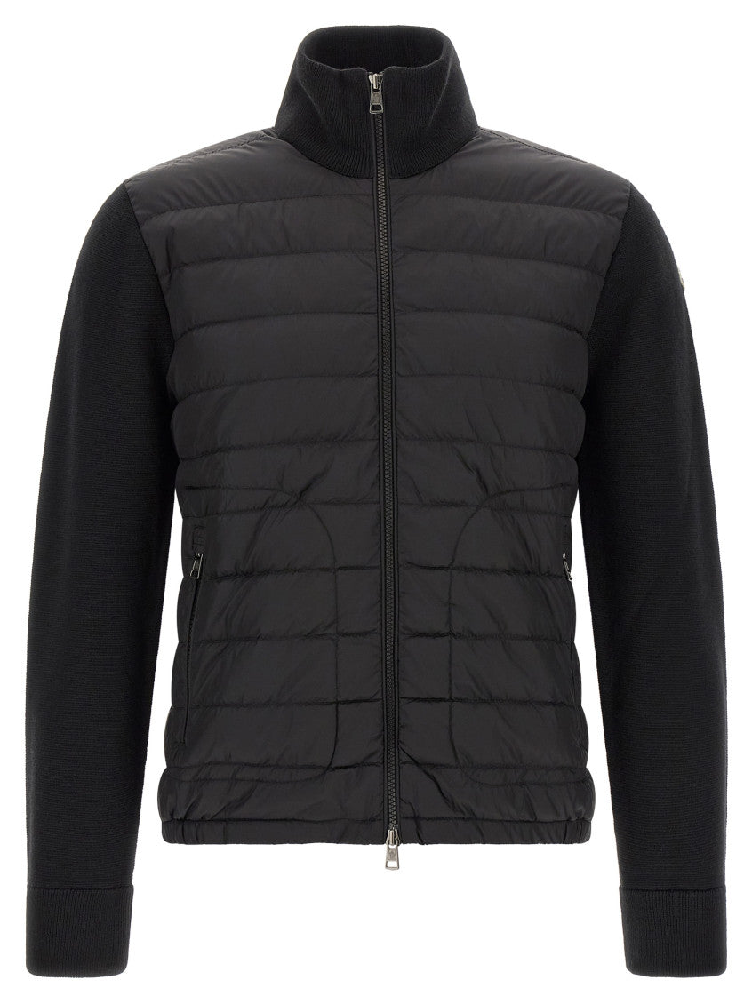 Black Quilted Zip Up Cardigan 1