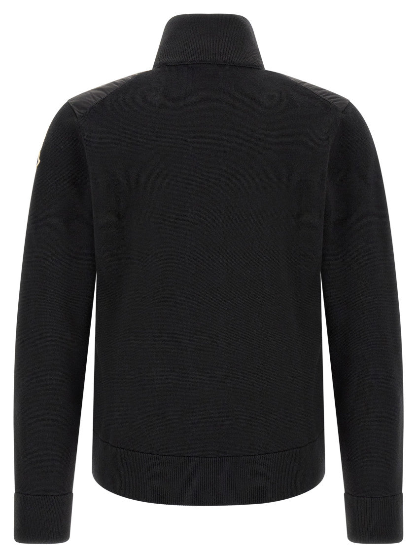 Black Quilted Zip Up Cardigan 2