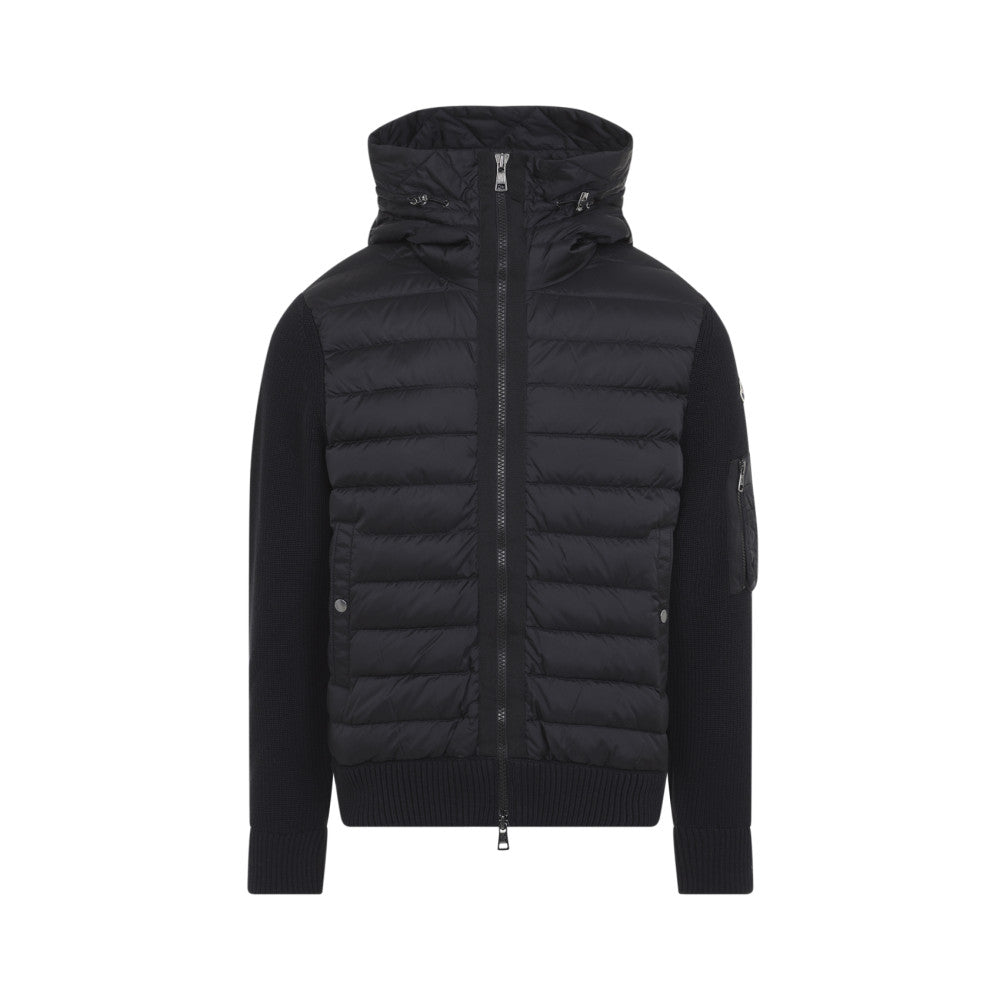 Black Padded Zip-Up Cardigan 1