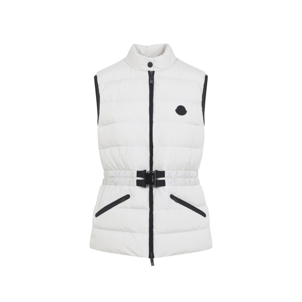 White Quilted Mock Collar Jacket 1