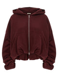 Maroon Solid Zip Up Hoodie 1