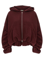 Maroon Solid Zip Up Hoodie 1