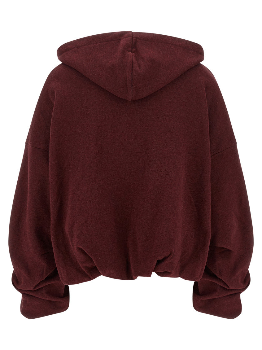 Maroon Solid Zip Up Hoodie 2