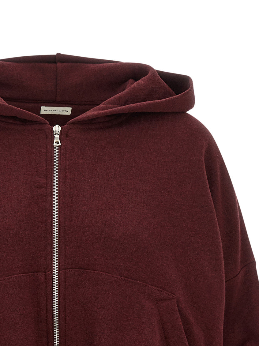 Maroon Solid Zip Up Hoodie 3