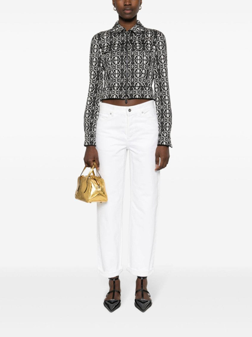 White Geometric Pattern Jacket 2
