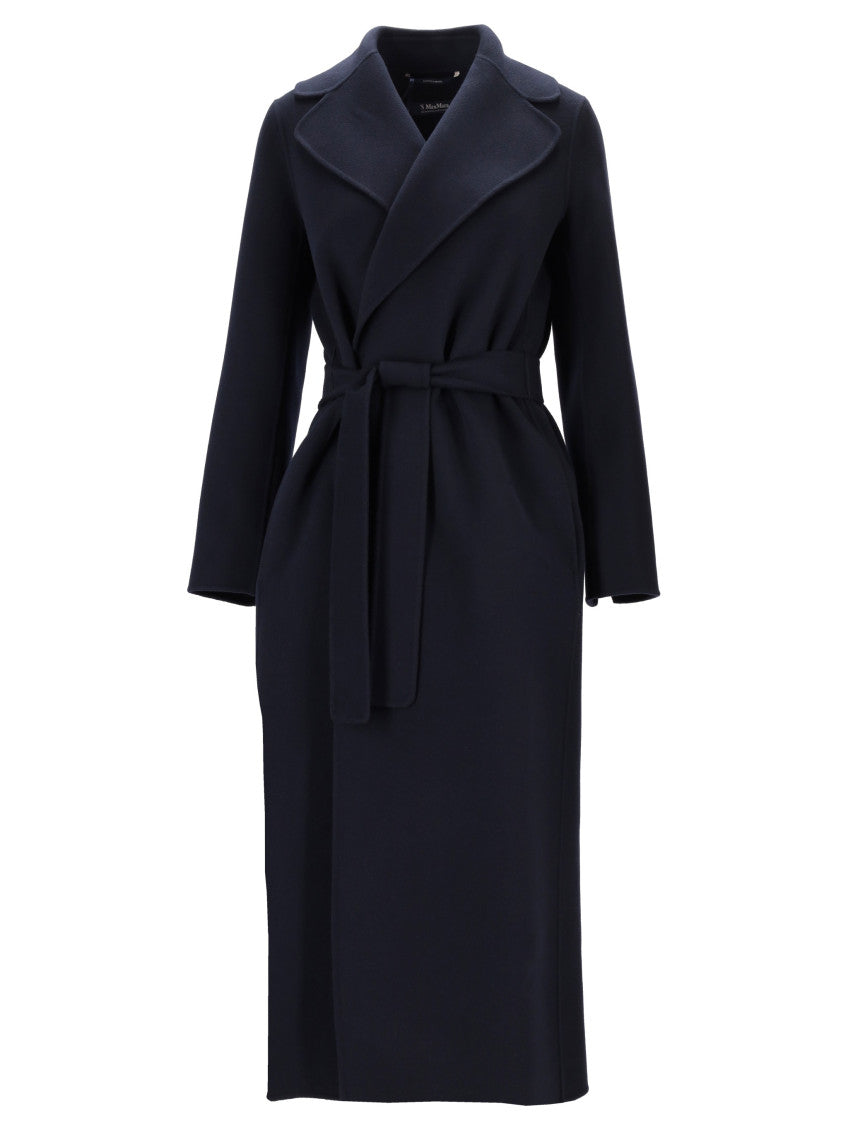 Navy Blue Notched lapel Trench Coat 1