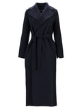 Navy Blue Notched lapel Trench Coat 1