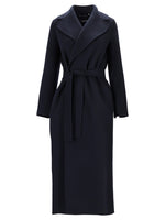 Navy Blue Notched lapel Trench Coat 1