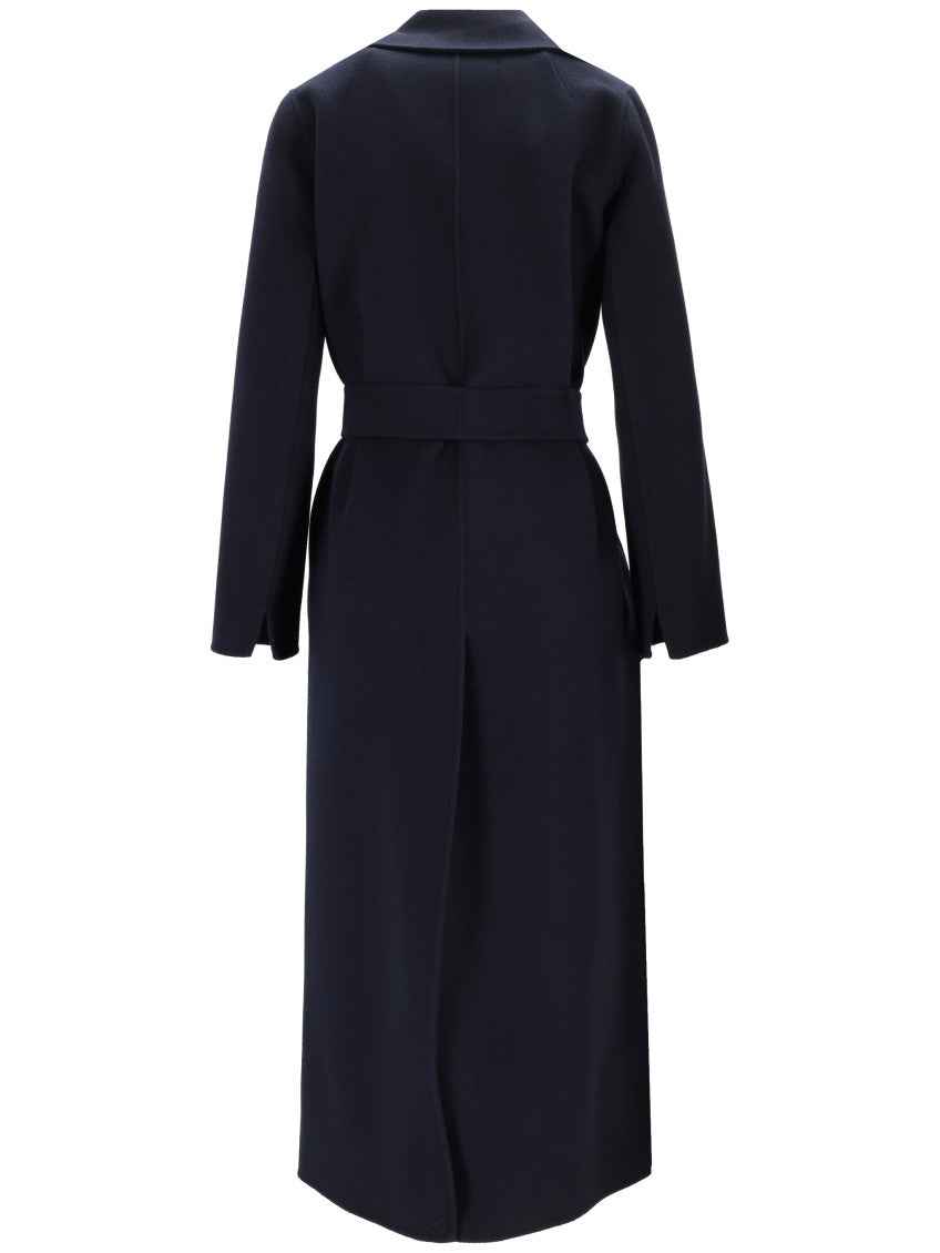 Navy Blue Notched lapel Trench Coat 2