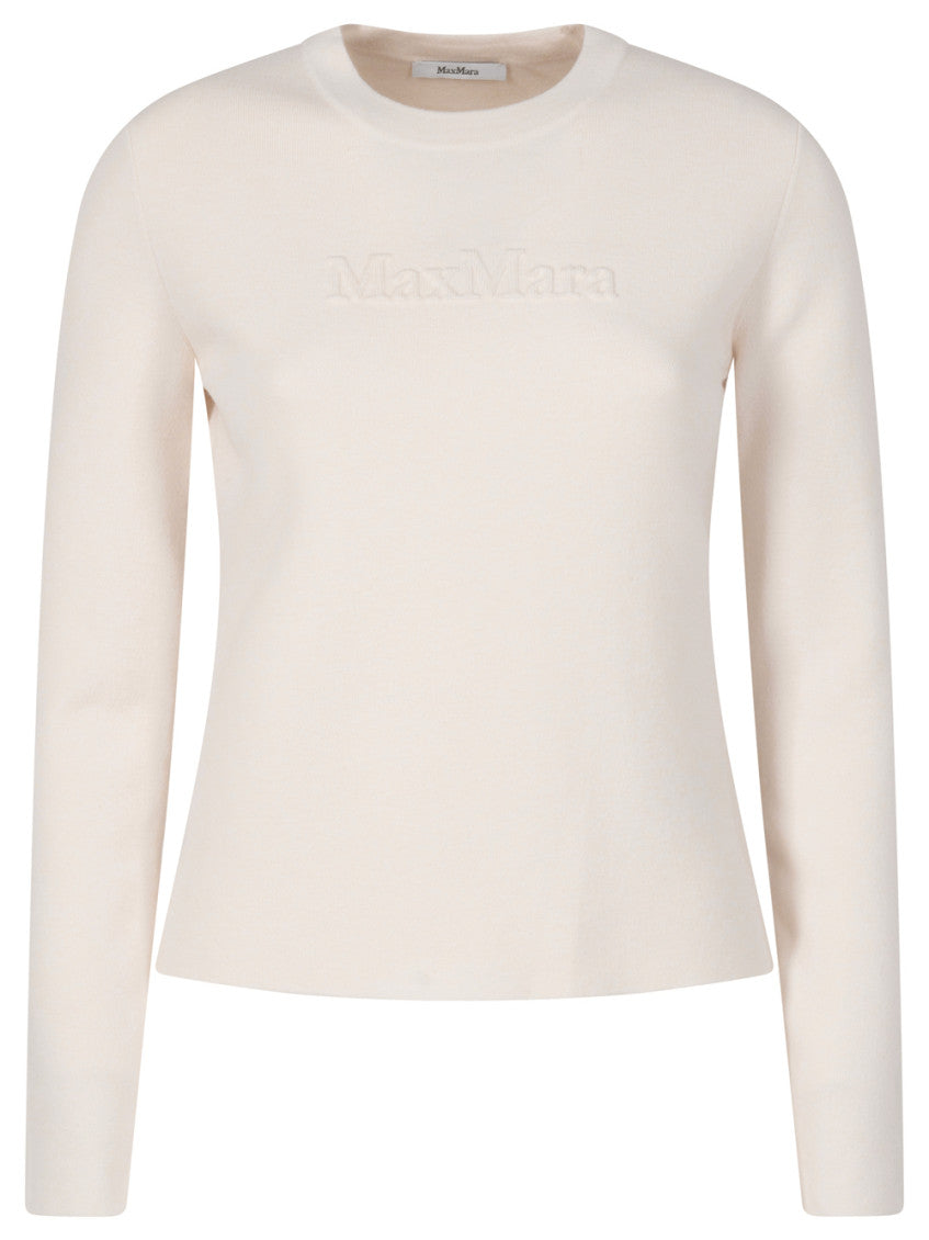 White Viscose And Wool Sweater 1